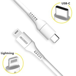 Accezz Lightning naar USB-C kabel - MFi certificering - 0,2 meter - Wit