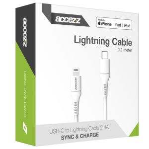 Accezz Lightning naar USB-C kabel - MFi certificering - 0,2 meter - Wit