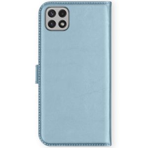 Selencia Echt Lederen Bookcase Samsung Galaxy A22 (5G) - Lichtblauw