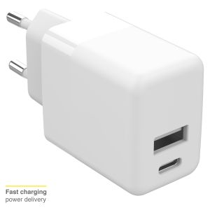 Accezz Wall Charger - Oplader - USB-C en USB aansluiting - Power Delivery - 20 Watt - White