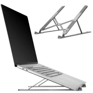 schilder Afm focus Accezz Laptop houder - Laptop standaard - Verstelbaar en opvouwbaar -  Premium - Aluminium - Grijs | Brandcommerce.nl