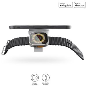 Zens Reislader 2-in-1 - MagSafe + Apple Watch - Wit