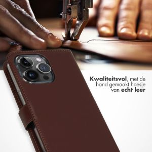 Selencia Echt Lederen Bookcase iPhone 15 Pro Max - Bruin