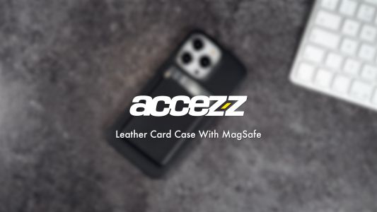 Accezz Lederen kaarthouder met MagSafe - Zwart