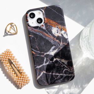 Selencia Aurora Fashion Backcover iPhone 14 Pro - Duurzaam hoesje - 100% gerecycled - Zwart Marmer