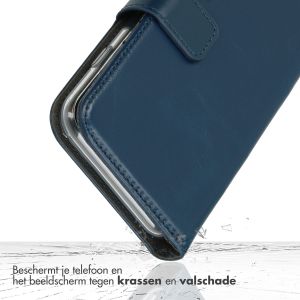 Selencia Echt Lederen Bookcase iPhone 14 Pro - Blauw