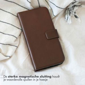 Selencia Echt Lederen Bookcase iPhone 14 Pro Max - Bruin