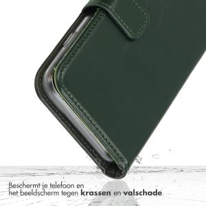 Selencia Echt Lederen Bookcase iPhone 14 Pro Max - Groen