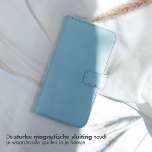 Selencia Echt Lederen Bookcase Samsung Galaxy S21 FE - Lichtblauw