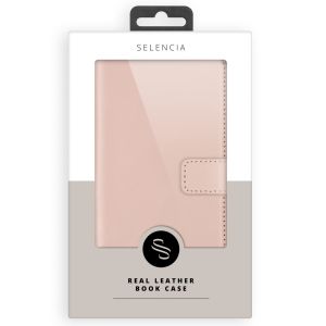 Selencia Echt Lederen Bookcase iPhone 14 Pro Max - Dusty Pink