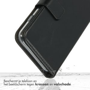 Selencia Echt Lederen Bookcase iPhone 14 Pro Max - Zwart