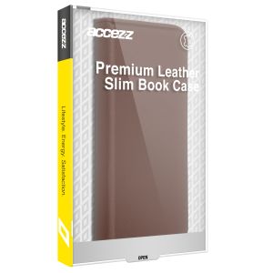 Accezz Premium Leather Slim Bookcase iPhone 13 Pro - Bruin